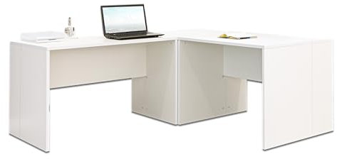 Eckschreibtisch weiß - Schreibtisch Kinder - PC Tisch- [Funktional und Robust] Ecktisch - Bürotisch - Arbeitstisch - In Weiß ca.: B 185/185 x H 75 x T 75 cm | Büro Möbel