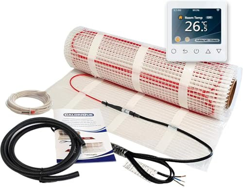 CALORIQUE Elektrische Heizkabel-Matte – mit WLAN-Thermostat – 4,5 m² – Dünnbett – Sparsame Elektrische Fußbodenheizung 150 W/m² – TWIN-Technologie – [Energieeffizienzklasse A +++]