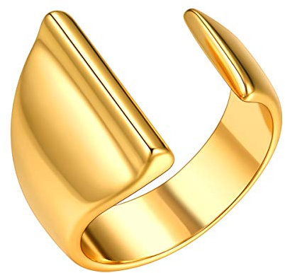 FOCALOOK Damen Offener Ring Anfangsbuchstabe I Knöchel Ring 18k vergoldet Finger Ring für Mädchen Verstellbarer Statement Ring Modeschmuck Accessoire für Geburtstag