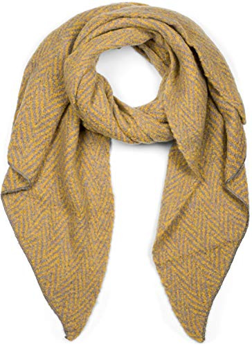 styleBREAKER Damen Webschal Asymmetrisch Zacken | Voluminöses Zick-Zack-Muster, 55x200 cm XXL-Format, wärmendes Gewebe für kalte Tage, flexibel als Stola drapierbar.