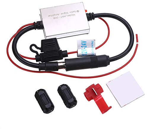 ihreesy Amplificador de Antena Coche,Amplificador de Señal Antiinterferencias de 12-24 V Antena de Coche Amplificador de Radio Amplificador de Señal Universal Antena
