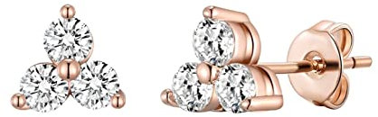 Philip Jones Rose Gold Plated Three Stone Earrings Created with Zircondia® Crystals