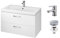 VBChome Waschbecken mit Unterschrank 80 cm mit Armatur und Pop Up ventil 2 Schubladen Weiß Badmöbel weiß Hochglanz Click Clack Badezimmermöbel hängend