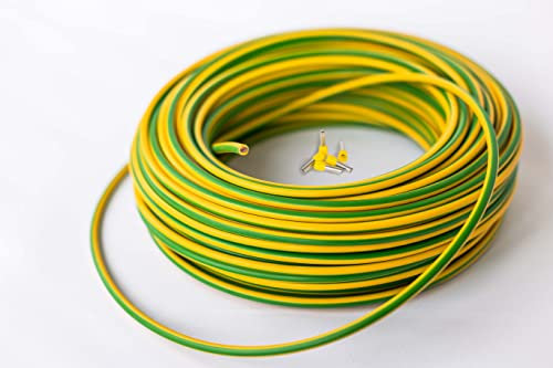 Erdungskabel 6mm² - Grün/Gelb - H07V-K - Aderleitung feindrähtig flexibel inkl. 5 Aderendhülsen (10 m)