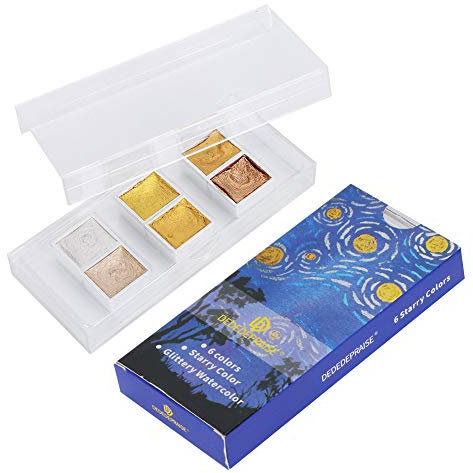 Metallic Watercolor Paint Block, Solid Mix Well Watercolour Paints Set for Artists Students & Hobbyists