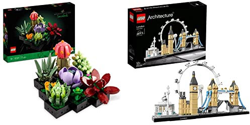 LEGO 10309 Icons Succulents Artificial Plants Set for Adults & 21034 Architecture Skyline Model Building Set, London Eye, Big Ben, Tower Bridge Model Collection, Office Home Décor