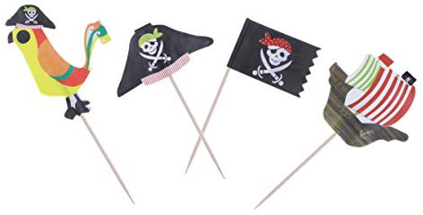 STOBOK 40 Stück Piraten-Cupcake-Topper, Piratenschiff, Hut, Papagei, Cupcake-Picker, nautisches Segel-Thema, Kuchendekoration für Halloween, Geburtstag, Partyzubehör
