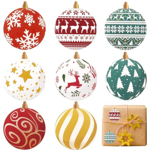 500 Stück Weihnachtskugeln Aufkleber Sticker Rolle Weihnachtssticker Weihnachtsaufkleber Selbstklebend zum DIY Basteln Party Geschenk Verpackung Adventskalender Deko
