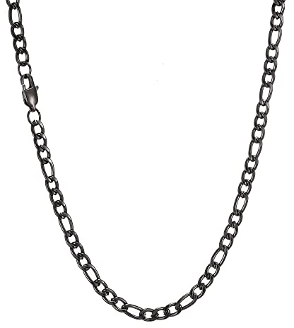 AFSTALR Chaîne Figaro 1+3 Homme Collier en Acier Inoxydable Argent Or Noir 5mm de Large 46-90cm Bijoux Cadeau