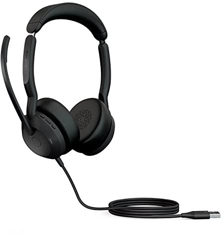 Jabra Evolve2 50 - Auriculares estéreo con Cable con tecnología Air Comfort, micrófonos con cancelación de Ruido y cancelación Activa de Ruido, Funciona con Todas Las Plataformas UC líderes como