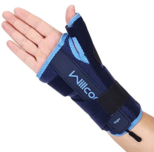Willcom Daumen Handgelenkschiene mit Metallschiene Stabilisator, Handgelenkstütze Zur Linderung von Tendinitis, Arthritis, Karpaltunnel, Schmerzen im Entzündung für Männer Frauen (L, Rechte)