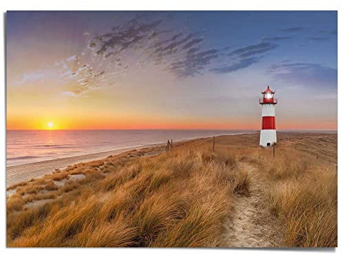 REINDERS Giant Poster XXL, Leuchtturm, Wohnzimmer, Bilder, Wanddeko, Room Decor, Papier, Mehrfarbig, 100x140cm