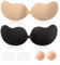 Sticky Bra Backless Adhesive Strapless Invisible Push Up Stick on Bras for Women Dresses 2 Pair Reusable Nipple Cover, Skin Tone & Black, C