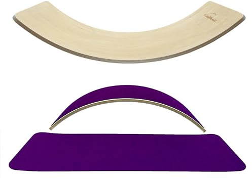 KiddiRedi® Wooden Balance Board Montessori Wobble Sensory Feeling Toddler Kids Adults Curvy Seesaw Swing Learning Development Health Physical Education Toy Free Felt Toy Play Autism ADHD (Purple)