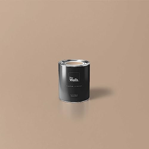 New Walls Premium Wandfarbe Beige, Dunkelbeige Liquid Luxury Dispersionsfarbe für Innenräume – 1 L