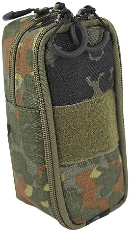 Zentauron TEC Universal MOLLE-Tasche aus Cordura für Kleingeräte, Kabel, Zubehör & Ausrüstung – 2 Fächer, Gummischlaufen, Reißverschluss, Taktische Befestigung, Outdoor & Militär