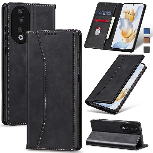 Jasonyu Funda para Honor 90 5G, Cuero PU Carcasa, Tipo Libro Flip Case con Tarjetas y Cartera, Soporte Plegable, Cierre magnético, Capa (Negro)