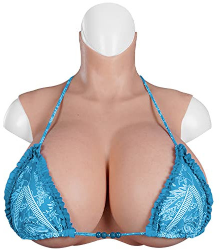 EQAIWUJIE Plaque de Poitrine Énorme K Cup Formes de Seins en Silicone pour Crossdresser Cosplay Drag Queen (Couleur 1, K Cup Silicone Filled)