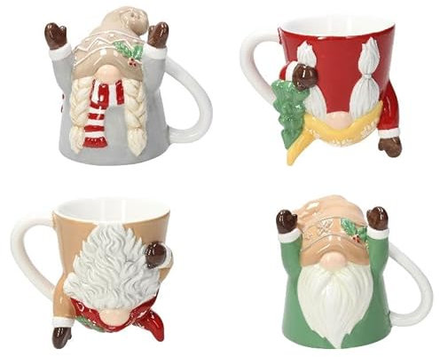 Tognana 1 Pezzo Tazza Tazzone Latte Natale UP & DOWN Gnomi 300 cc 4 Modelli