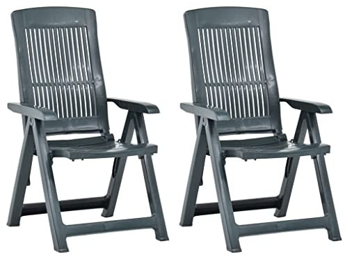 QZZCED Outdoor Stühle Balkonstühle Terrassenstühle Campingstuhl Verstellbare Gartenstühle 2 STK. Kunststoff Grün für Terrassen, Gärten, Innenhöfe