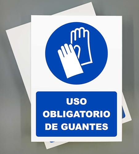 Cartel Uso Obligatorio de Guantes 18x25 cm Pack 2ud Señal de Seguridad Industrial y Uso de EPI (Guantes)