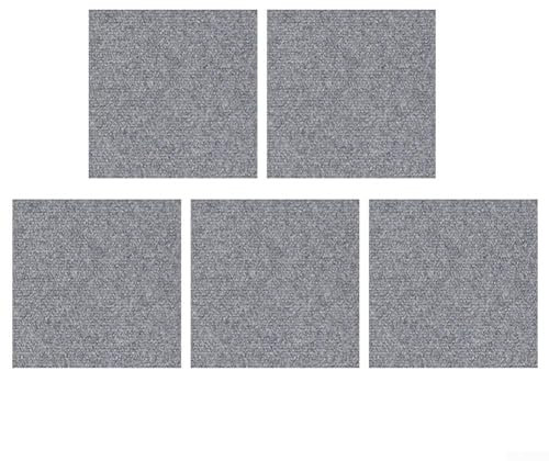 Teppichfliesen, 30 x 30 cm, selbstklebende quadratische Teppichfliesen, rutschfester kommerzieller Teppich für Zuhause, Büro und Geschäft, Schwarz (Hellgrau)