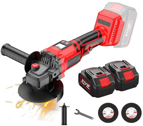 Brushless - Smerigliatrice angolare senza fili, 21 V, con 1/2 batterie da 4,0 Ah, 13000 RPM motore brushless, disco da sbavare: 125 mm (2 batterie)
