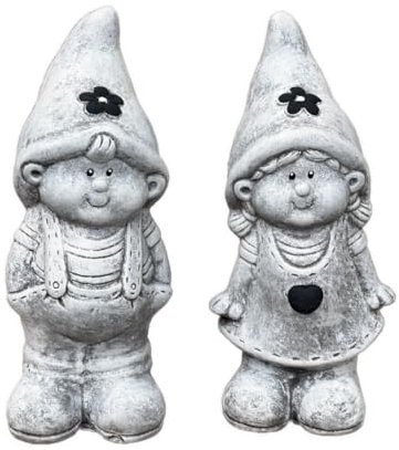 stoneandstyle 2er Set Steinfigur Wichtel Junge und Mädchen Wichteln frostfest Steinguss