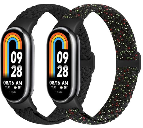XANS 2 PCS Cinturino Elastico Intrecciato Compatibile con Xiaomi Smart Band 10/9/8, Nylon Cinturini di Ricambio Regolabile Elastico Cinturino per Xiaomi Mi Band 10/9/8 donne uomini