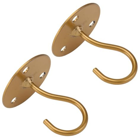 KONTONTY 2st Blumenkorb Haken Deckenhaken Für Pendelleuchte Wandhaken Haken Zum Aufhängen Wandmontierter Kleiderständer Innenwandleuchte Deckenlampenhaken Laternenhaken Golden Eisen