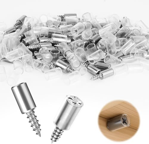 Bubuny 80 Stück Regalbodenträger, Ø7,5mm Bodenträger, Selbstschneidende Schraube Regalbodenhalter, Regalstifte mit Gummischutz für Schrank, Bücherregal, Kleiderschränke, Weinkühler