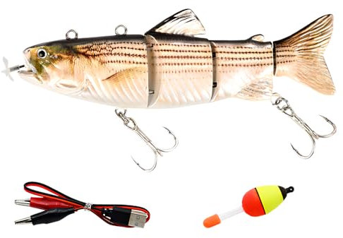 Elektrischer Angelköder, Über USB Wiederaufladbarer 4 Segment Schwimmköder Leuchtender Roboter Fischköder für Süßwasser Salzwasser