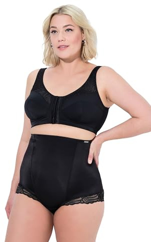 Ulla Popken Damen große Größen Übergrößen Plus Size Entlastungs-BH, ohne Bügel, Vorderverschluss, C - D schwarz 85E 801081100-85E