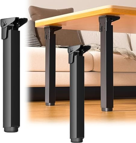 Lot de 4 Pied de Table Rabattable,Pieds Tables Basses Métal Modernes Pieds de Meubles Noirs Pratiques Pieds de Rechange Tables de Chevet et Pieds d'ordinateur Portable