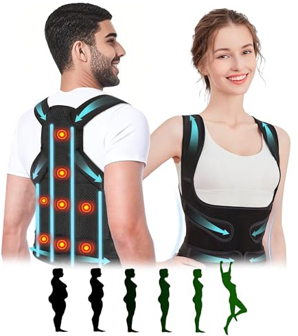 8 Magnete Rücken Geradehalter, Haltungskorrektur Rücken Damen Herren, Einstellbare volle Rückenlehne für Nacken Schultern Zurück Gerader, Korrektur Wirbelsäulenhaltung Fördert Körperhaltung (L)