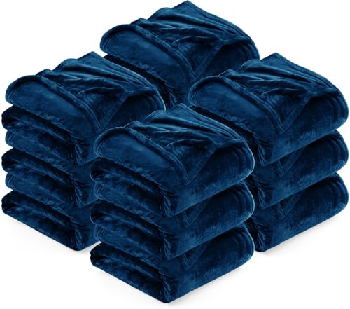 Utopia Bedding Navy Fleece Blanket [Double - 150 x 200 cm] Soft Cosy fluffy 300 GSM Blankets for Bed, Sofa & Couches (Pack of 12)