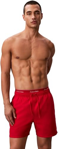 Calvin Klein Herren Badeshorts Medium Drawstring mit Tunnelzug, Rot (Red Gala), M