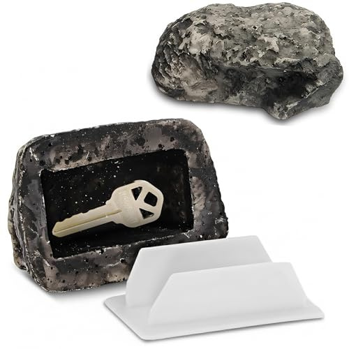 Fake Rock Key Safe Outdoor – Hidden Key Holder Compartment Security Box for Spare Keys, Realistic Rock Key Hider for Garden, Yard, Driveway, Home Security