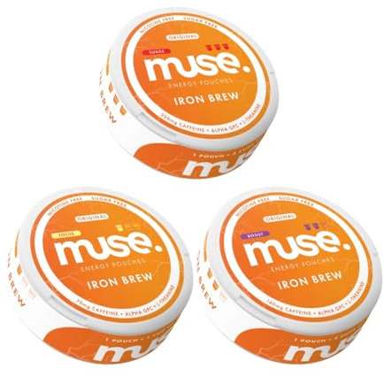 Muse Energy Pouches - Iron Brew - Smart Caffeine with Alpha GPC & L-Theanine (• 70mg •• 140mg ••• 200mg) | Sugar-Free, UK Made (Surge(200mg))