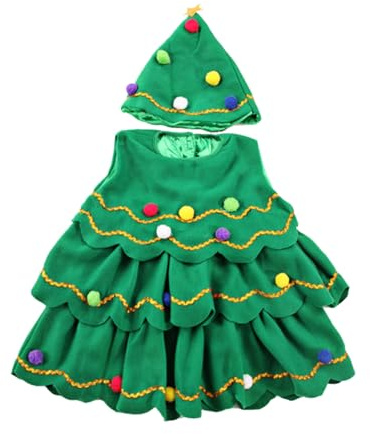 POIUIYQA Costume da albero di Natale, vestito da albero di Natale,Abbigliamento per costumi per bambini | Cosplay per ragazze e comode, vestiti di carnevale per feste a tema scolastico