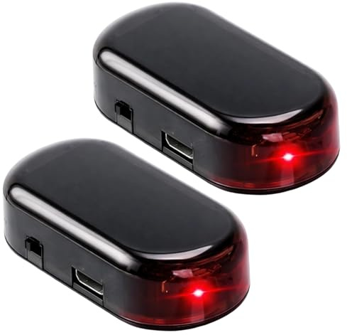 Ebksqs 2 Stück Alarmanlage Auto Attrappe - Solar Blinklampe mit LED, Dummy Alarmsystem für Diebstahlsicherung