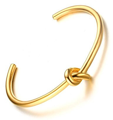 VNOX Women's Stainless Steel Open Cuff Love Knot Bangle Bracelet Gold for Wedding Engagement Gift
