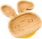 Ventouse en bambou pour bébés - Ventouse pour nourrissons, non toxique, en bambou naturel qui reste frais au toucher pour le sevrage du bébé. (lapin-jaune)