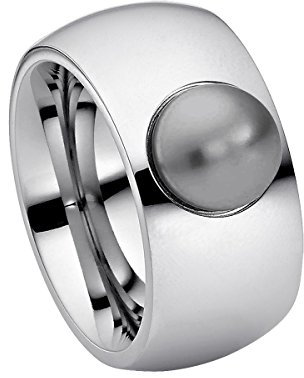 Heideman Damen-Ring coma 11 poliert perle grau 64 perle grau 8 mm Ringe mit Perlen Perlenschmuck Zuchtperle Edelstahl Größe 64 (20.4) hr9111-3-12-64