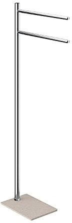 Gedy TRILLY Portasciugamani da Bagno con 2 braccioli, Beige-Cromo, Acciaio Inox, resine termoplastiche e Base in Resina e Sabbia, 14 x 34 x 84,8