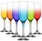 LAV Fame Multicoloured Champagne Flutes - Set of 6-215ml/7.2oz - Flat Base Party Stemware Glasses for Champagne, Red Wine, White Wine, Prosecco Drinking Parties