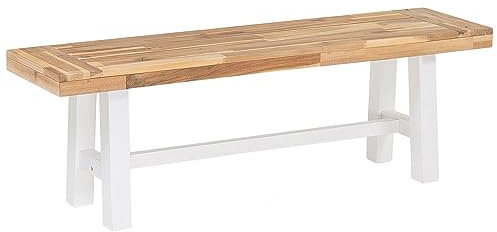 Beliani Rustikale Bank Akazienholz Massivholz braun/weiß Scania