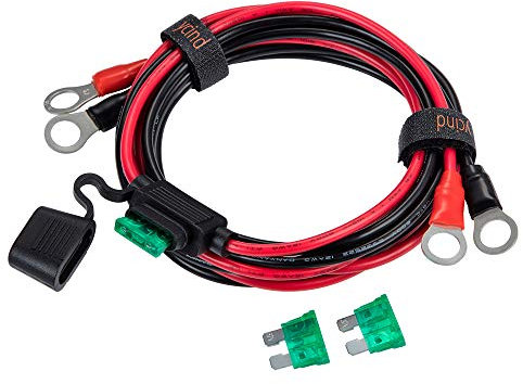 YCIND E2E-B1[UL Listed] 3/8 inches Eyelet Terminal Battery Terminals Battery Boost Cable Heavy-Duty 30A 12V/24V 12AWG Cord 3Ft