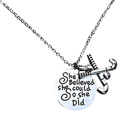BAB Feldhockey-Halskette, Feldhockey She Believed She Could So She Did, Schmuck, Feldhockey-Geschenke, Feldhockey-Charm-Halskette, für Feldhockeyspieler