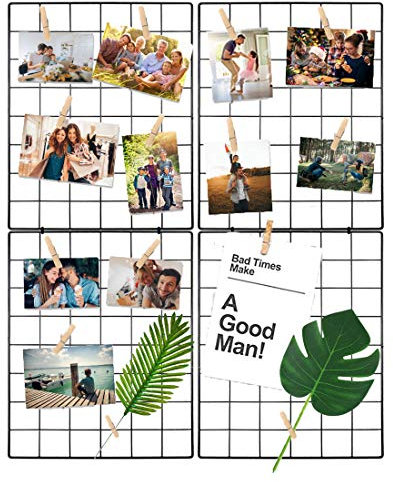 Halcent Grille Murale Cadre Photo Porte Photo Décor, Etagere Murale Clip Photo Memo Board Cadre Decoration Murale pour Photo Suspendu Memos Oeuvres d'art